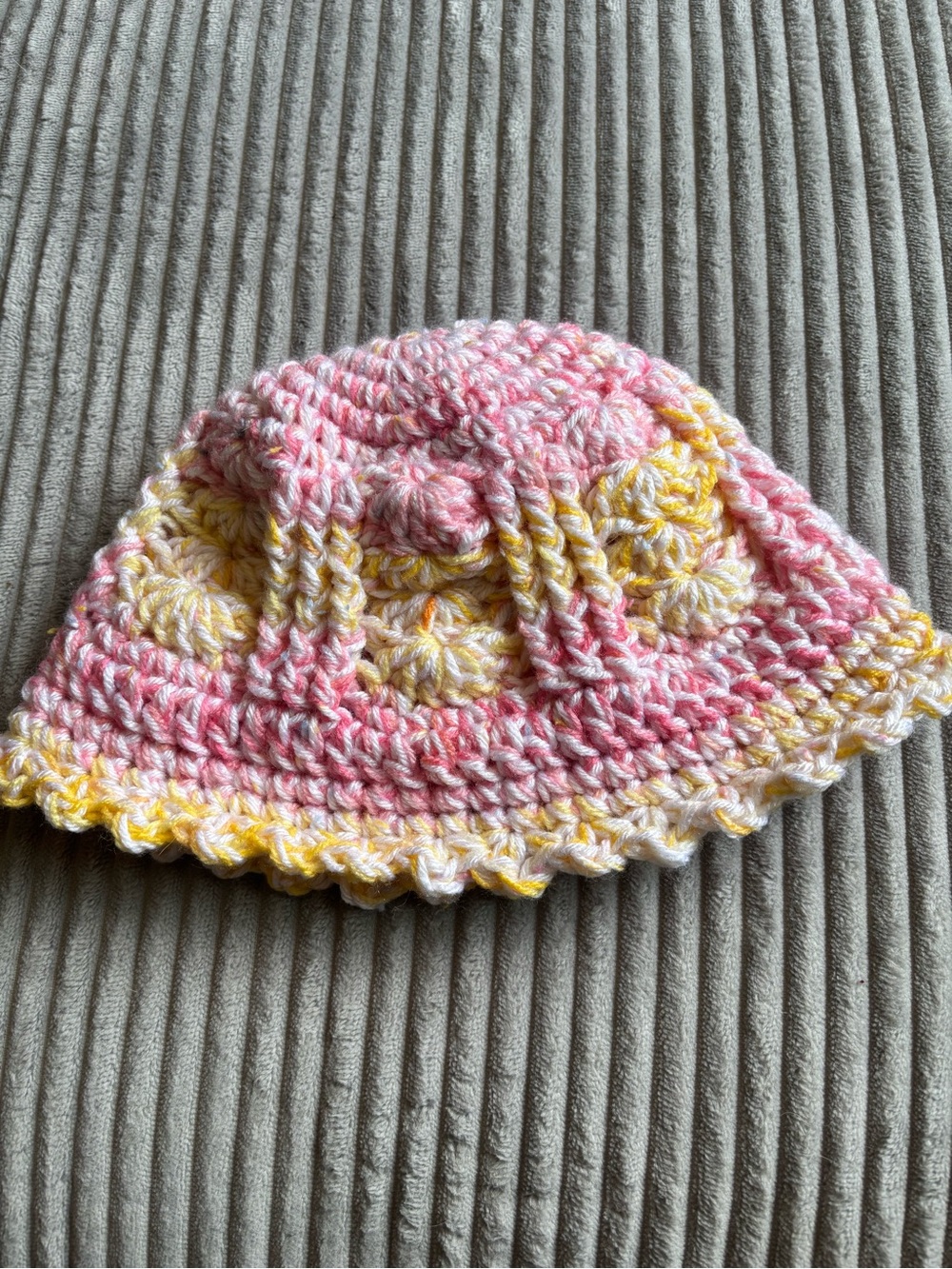 Handmade Pink & Yellow Crochet Beanie